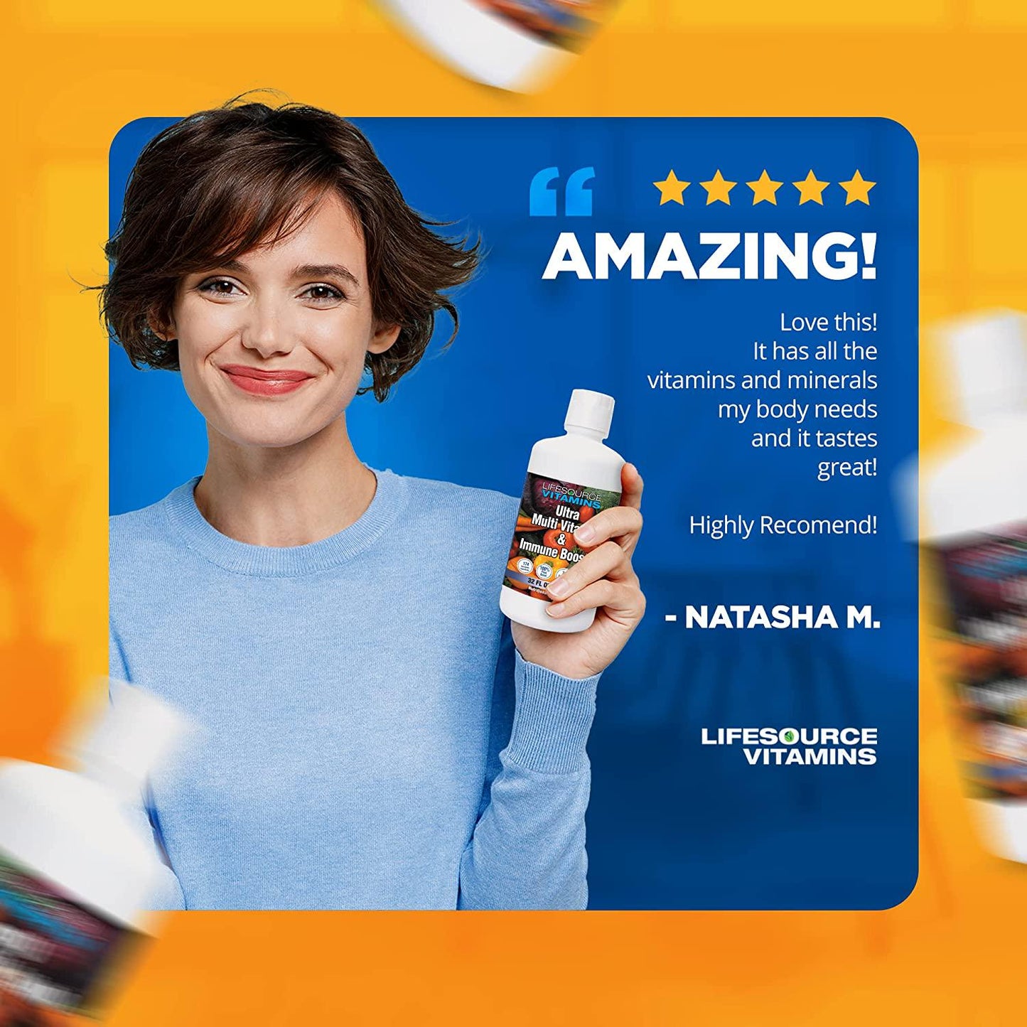 LifeSource Vitamins Ultra Multi Vitamin and Immune Booster Liquid: Vegan -174 Synergistically Blended Nutrients, 100% Plant Based Whole Foods for both Men and Women, 32fl oz (946mL)