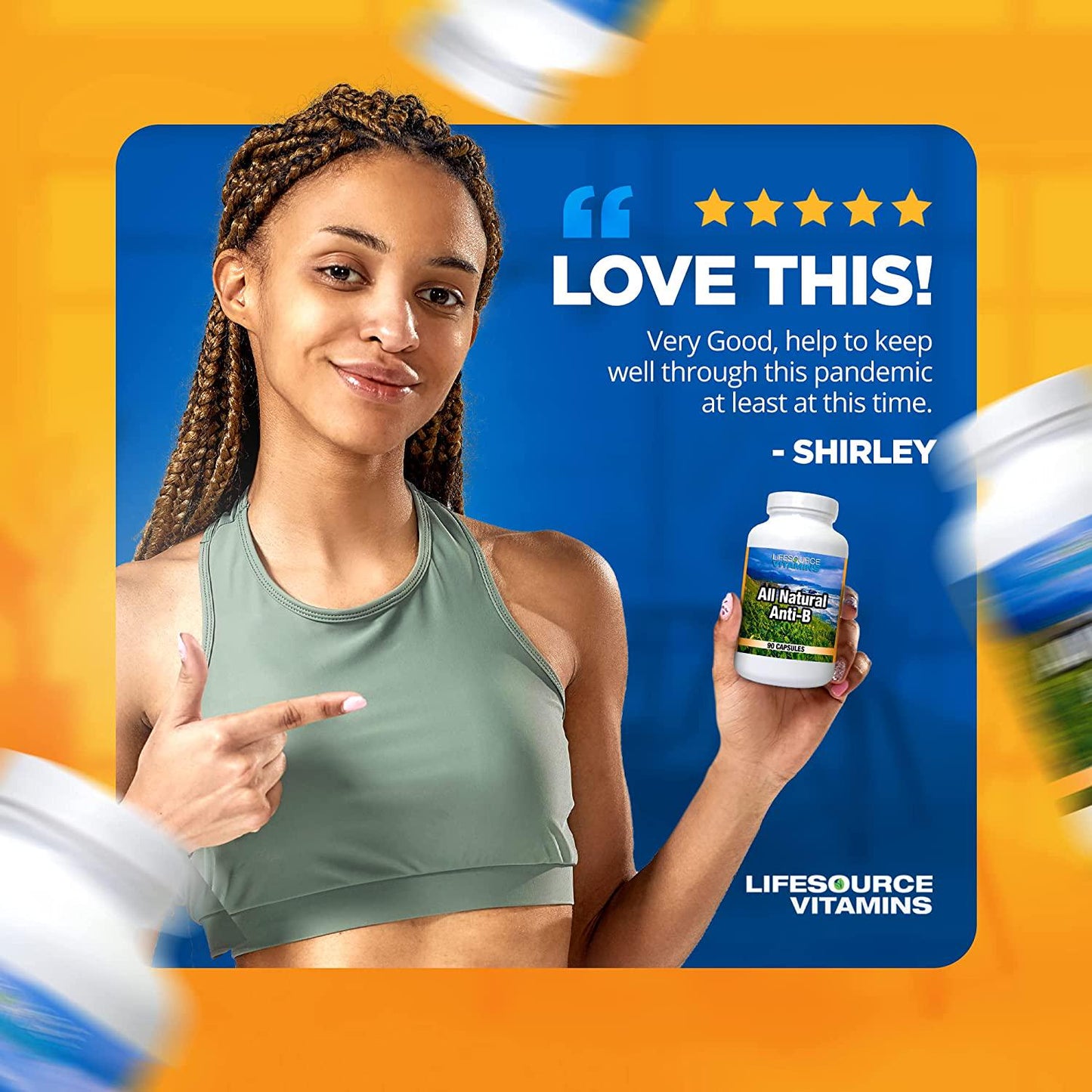 LifeSource Vitamins All Natural Anti-B for Immune Support, All Natural Wellness Formula with Echinacea and Garlic Extract, 90 Immune Defense Capsules