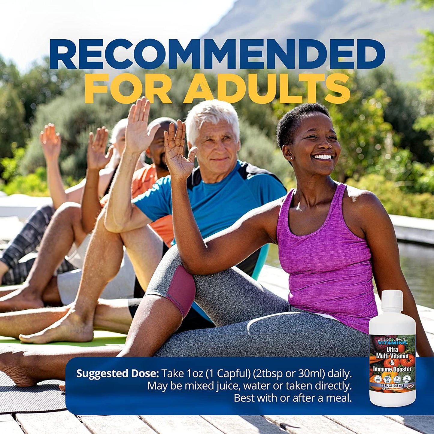 LifeSource Vitamins Ultra Multi Vitamin and Immune Booster Liquid: Vegan -174 Synergistically Blended Nutrients, 100% Plant Based Whole Foods for both Men and Women, 32fl oz (946mL)