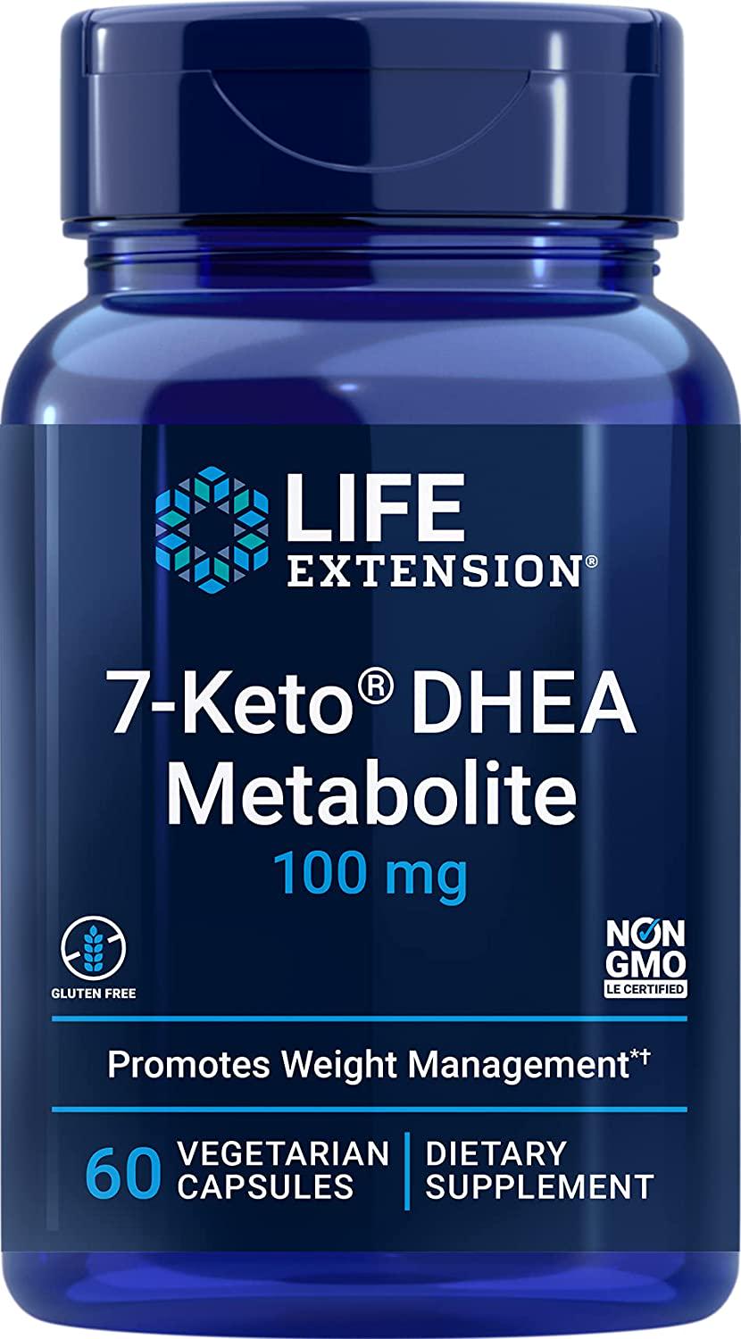 Life Extension 7-Keto DHEA Metabolite 100mg -for Weight Management and Hormone Balance - Dietary Supplement - Non-GMO, Gluten Free, 60 Vegetarian Capsules