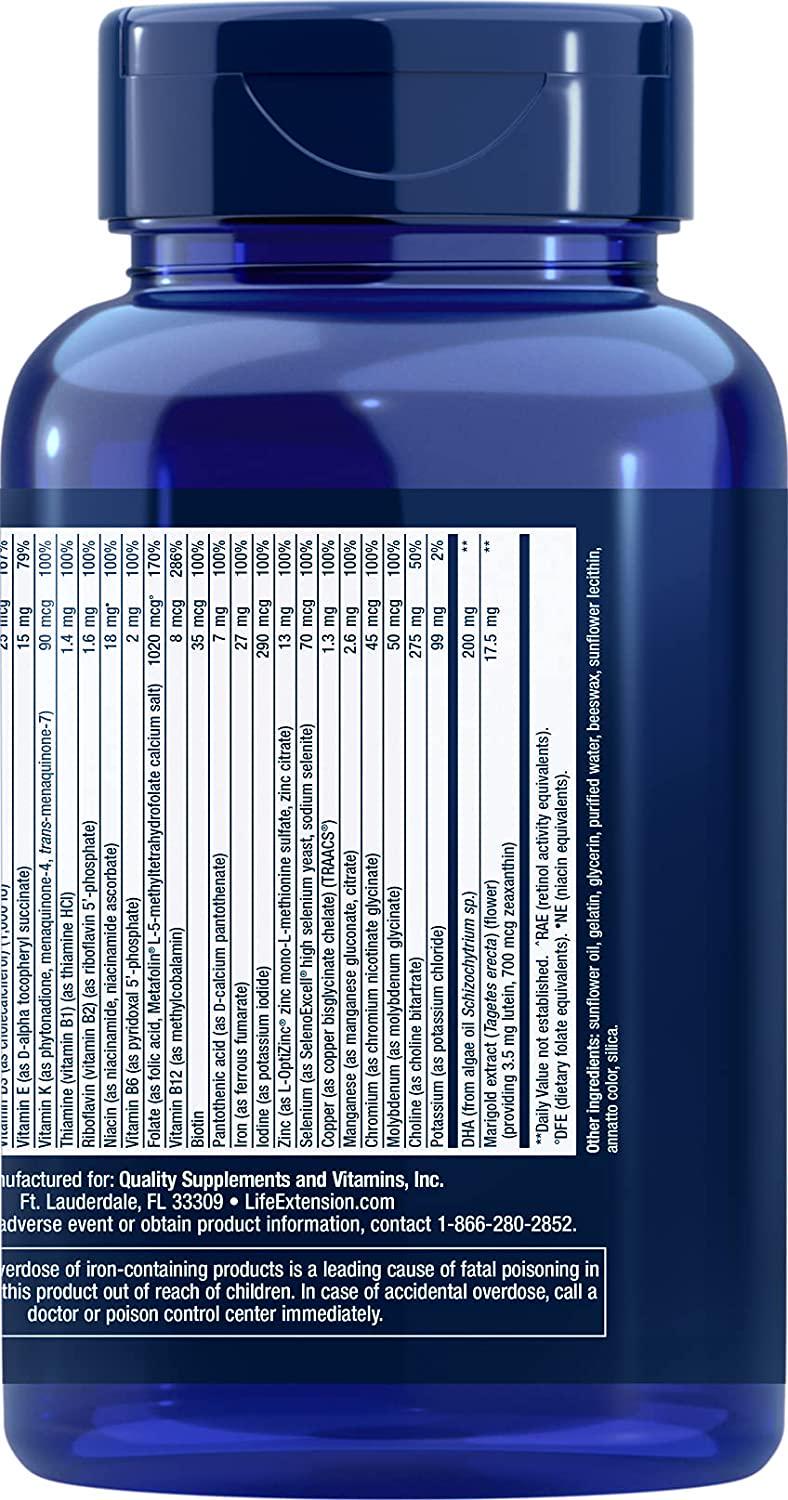 Life Extension Prenatal Advantage | Choline + Folic Acid + Dha | Complete Prenatal Multivitamin 120 Softgels