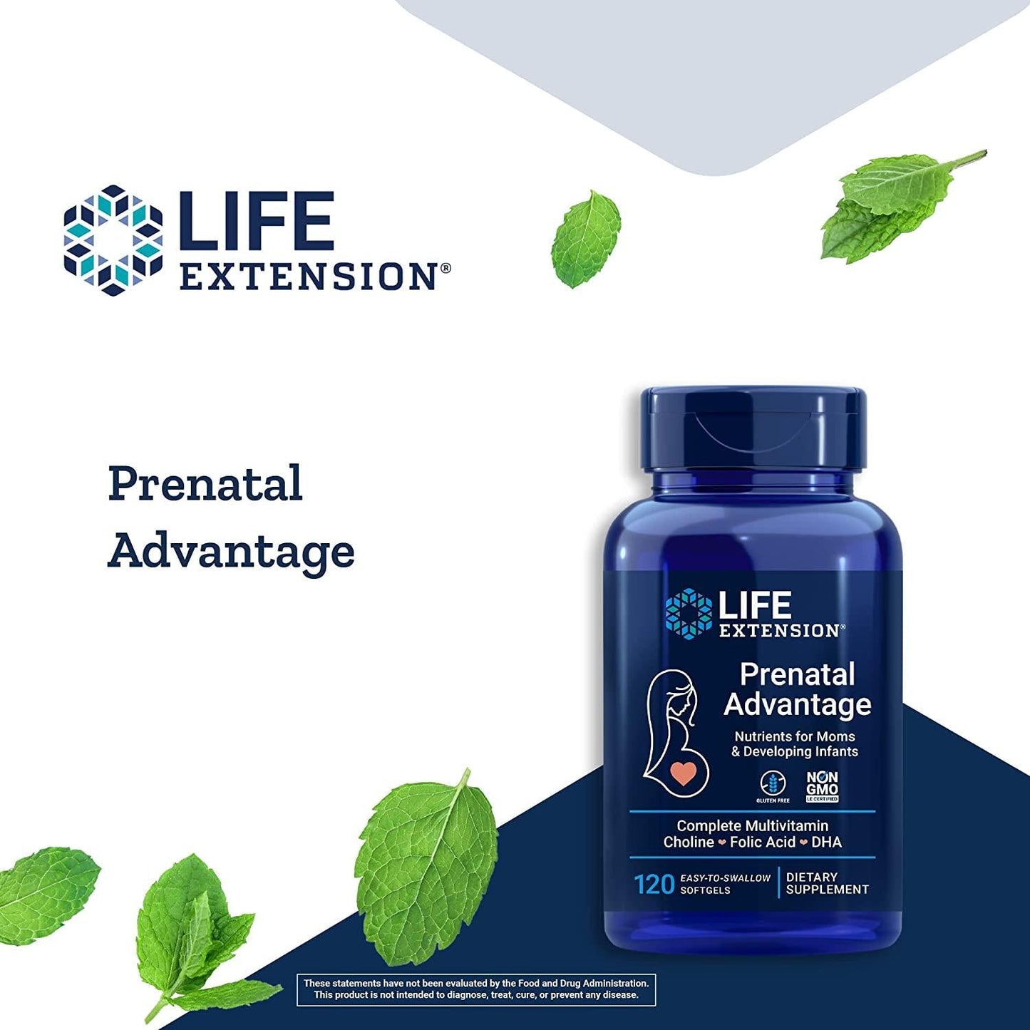 Life Extension Prenatal Advantage | Choline + Folic Acid + Dha | Complete Prenatal Multivitamin 120 Softgels