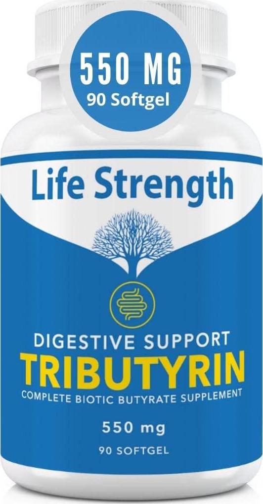 Life Strength Complete Biotic Butyrate Supplement, Tributyrin Based Butyric Acid Capsules. Postbiotic Support for Gut Health 90 CT (90 ct)