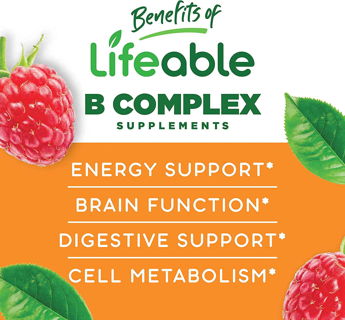 Lifeable Sugar Free B Complex with Vitamin C for Kids Great Tasting Natural Flavor Gummy Supplement with Niacin, Vitamin C, Pantothenic Acid, B6, Folate, Biotin, B12 Energy Support 90 Gummies