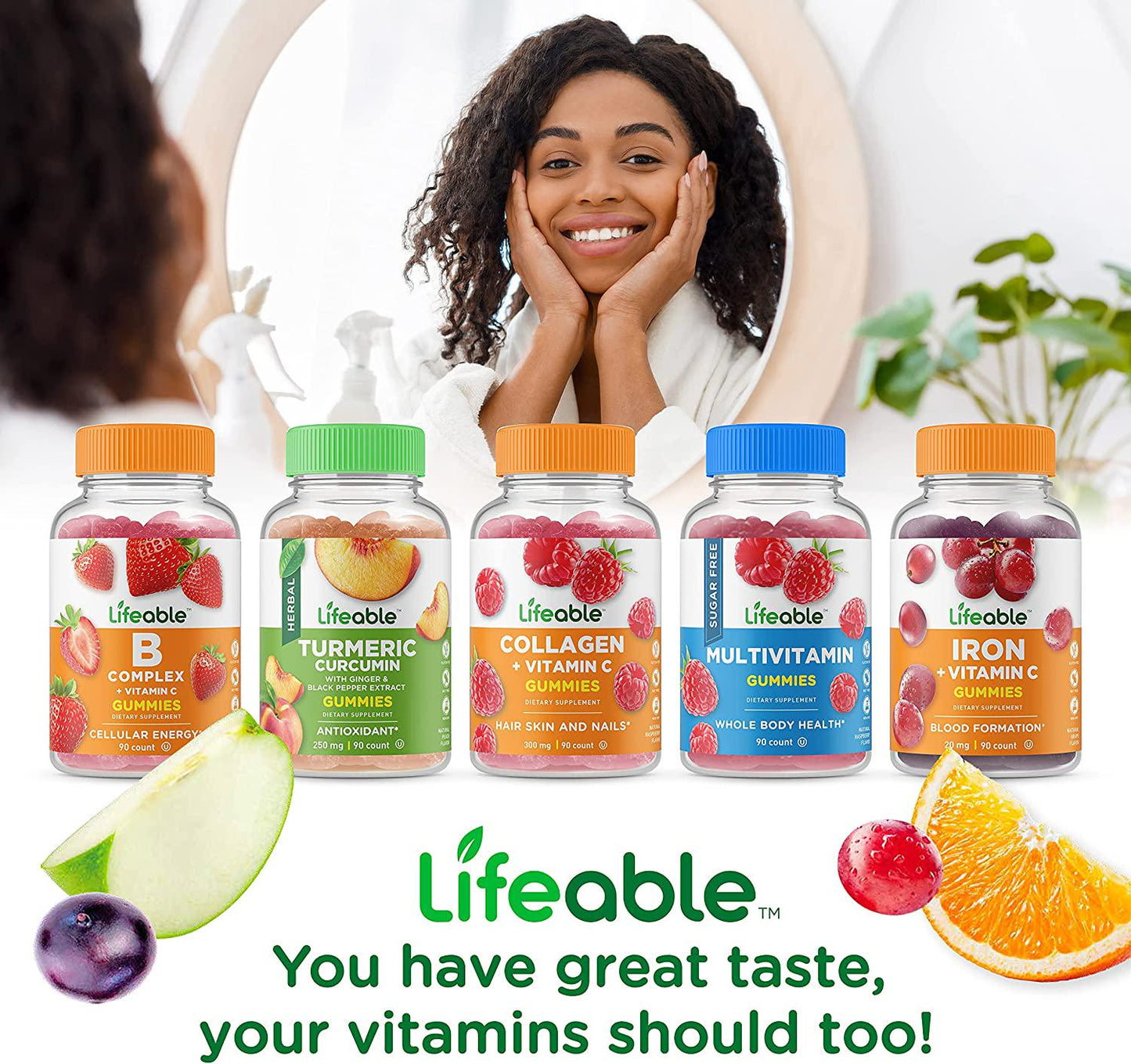 Lifeable Sugar Free Biotin Gummies 5000mcg Great Tasting Natural Flavor Supplement Vitamins Vegetarian GMO-free Chewable for Hair, Skin and Nails Support for Men, Women and Teens 90 Gummies