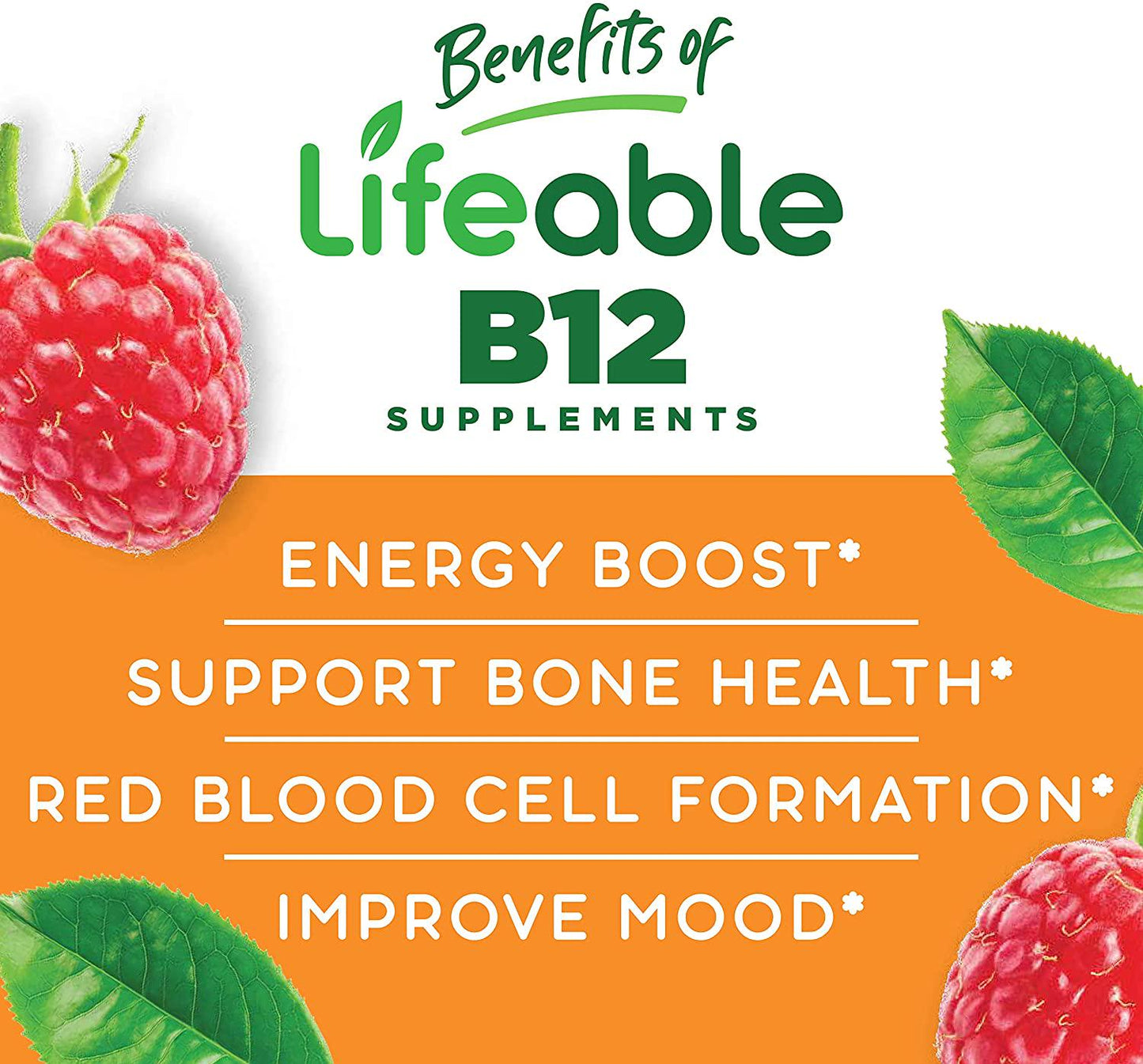 Lifeable Sugar Free Vitamin B12 for Kids 1000 mcg Great Tasting Natural Flavor Gummy Supplement Gluten Free Vegetarian GMO-Free Chewable Energy Mood Metabolism Support for Kids 90 Gummies