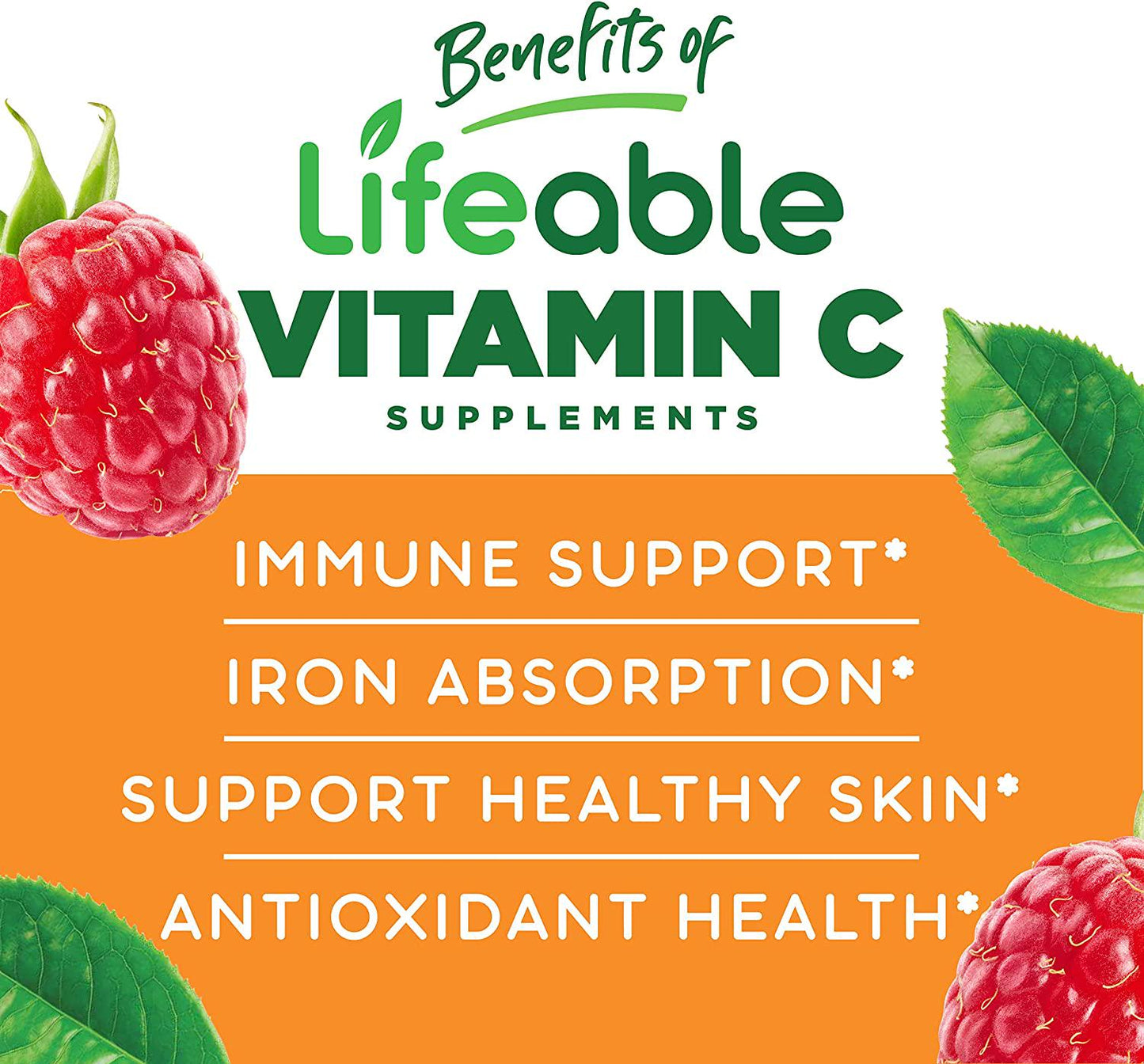 Lifeable Vitamin C 1050 mg Great Tasting Natural Flavor Gummy Supplement Vegetarian GMO-Free Chewable Vitamins for Immune Support for Adults, Men, Women 90 Gummies