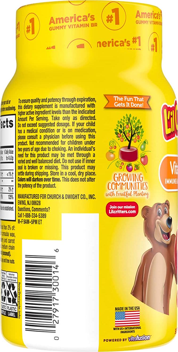 Lil Critters Vitamin D3 Gummy Vitamins for Kids - 1000 IU of Vitamin D to Support Calcium Absorption and Maintain Bone Health - 60ct (2-Month Supply)