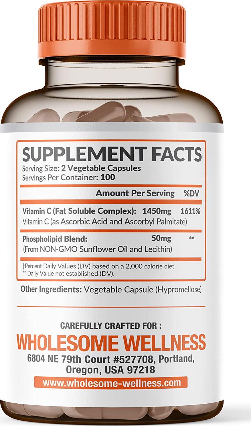 Liposomal Vitamin C - 200 Capsules 1500mg - Natural High Absorption Ascorbic Acid - Supports Immune System and Collagen Booster - Powerful Antioxidant High Dose Fat Soluble Supplement - Lypo Spheric
