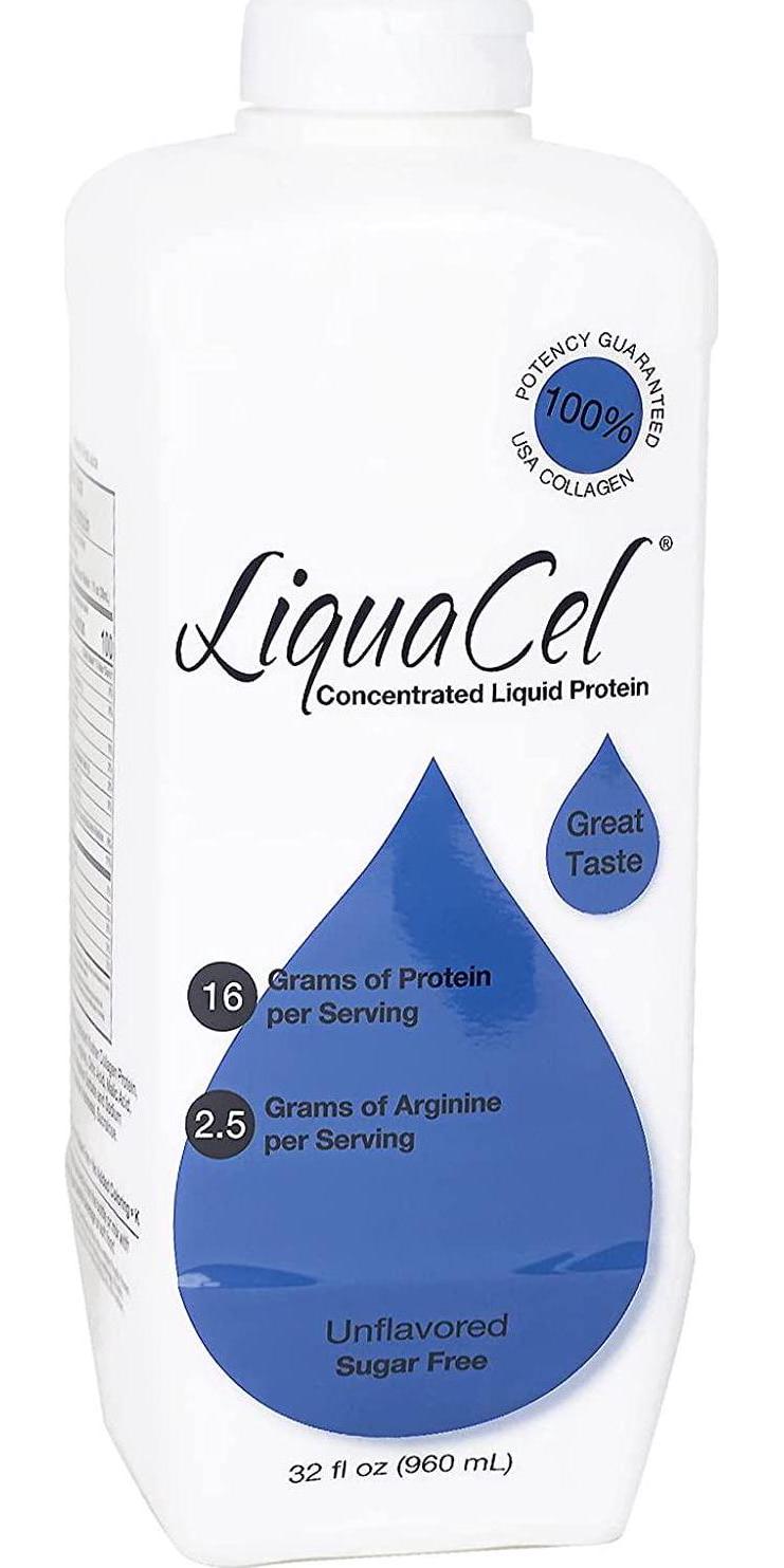 LiquaCel Concentrated Liquid Protein, Sugar-Free Unflavored Flavor, 32oz Bottle Collagen Whey Arginine