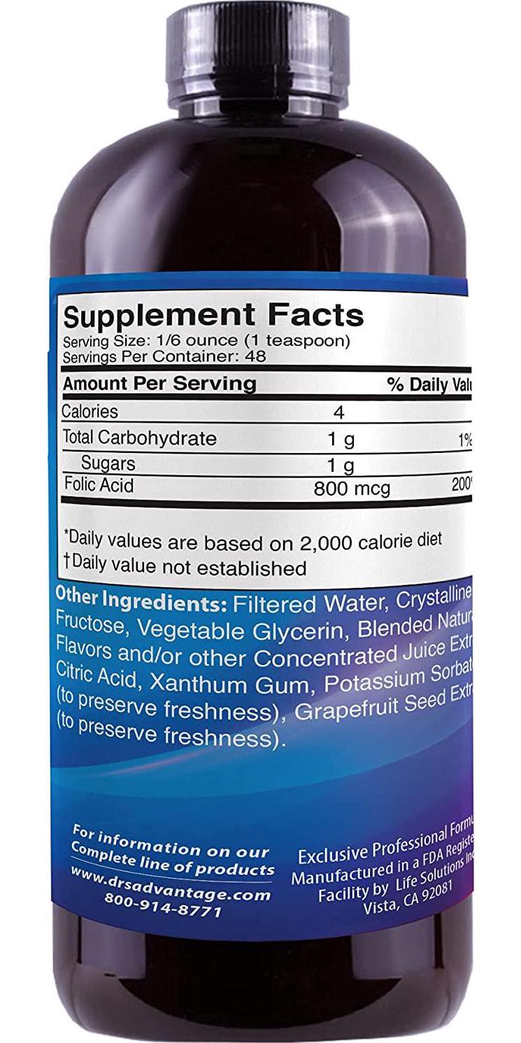 Liquid Folic Acid 800 MCG, 8 oz.