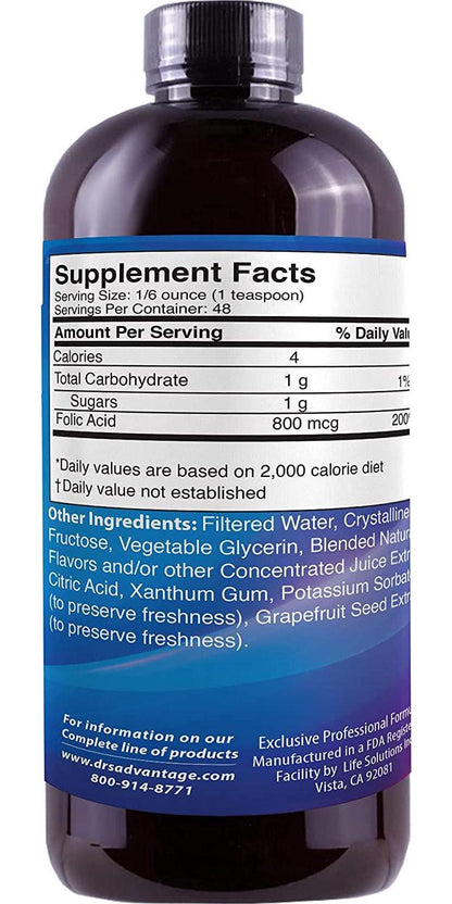 Liquid Folic Acid 800 MCG, 8 oz.