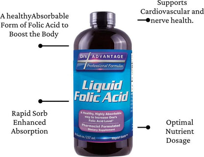 Liquid Folic Acid 800 MCG, 8 oz.