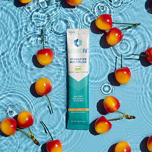 Liquid I.V. Hydration Multiplier - Golden Cherry - Hydration Powder Packets | Electrolyte Drink Mix | Easy Open Single-Serving Stick | Non-GMO | 16 Sticks