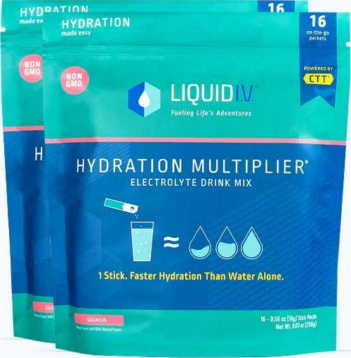 Liquid I.V. Hydration Multiplier - Guava - Hydration Powder Packets | Electrolyte Drink Mix | Easy Open Single-Serving Stick | Non-GMO | 16 Sticks