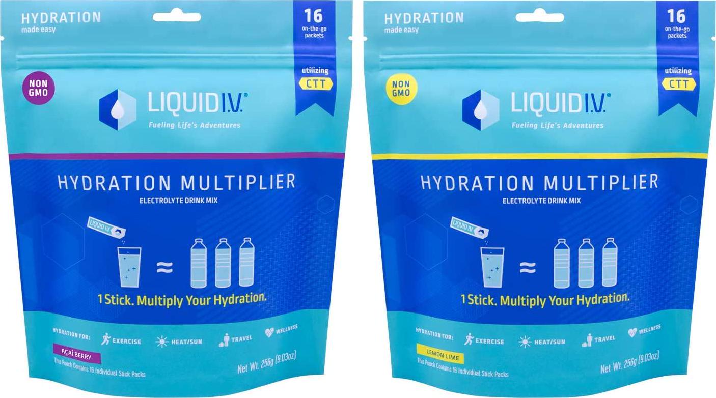 Liquid I.V. Hydration Multiplier, Electrolyte Drink Mix (Combo Pack (Acai + Lemon Lime), 16 Count)