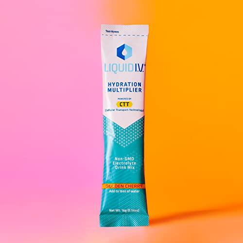 Liquid I.V. Hydration Multiplier - Golden Cherry - Hydration Powder Packets | Electrolyte Drink Mix | Easy Open Single-Serving Stick | Non-GMO | 16 Sticks