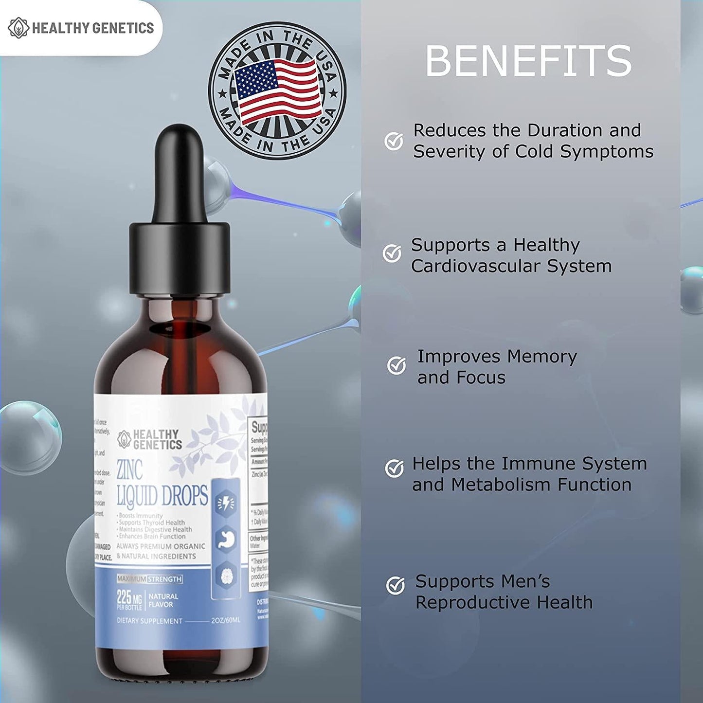 Liquid Zinc Drops for Kids, Men and Women - Organic Ionic Zinc Sulfate - 30 Servings - MAX Absorption - Immunity, Mood, Brain Thyroid - 2 Oz