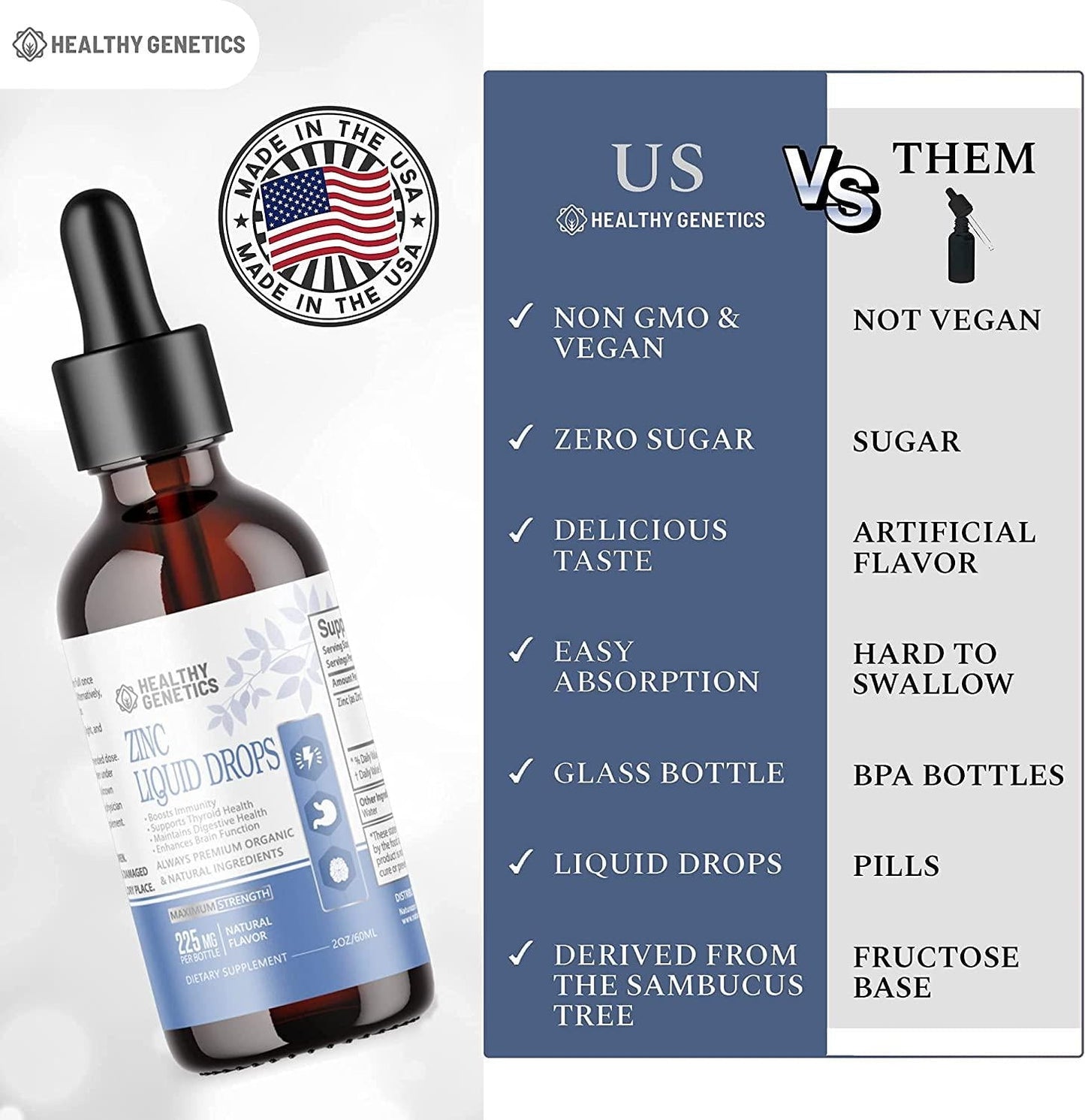 Liquid Zinc Drops for Kids, Men and Women - Organic Ionic Zinc Sulfate - 30 Servings - MAX Absorption - Immunity, Mood, Brain Thyroid - 2 Oz