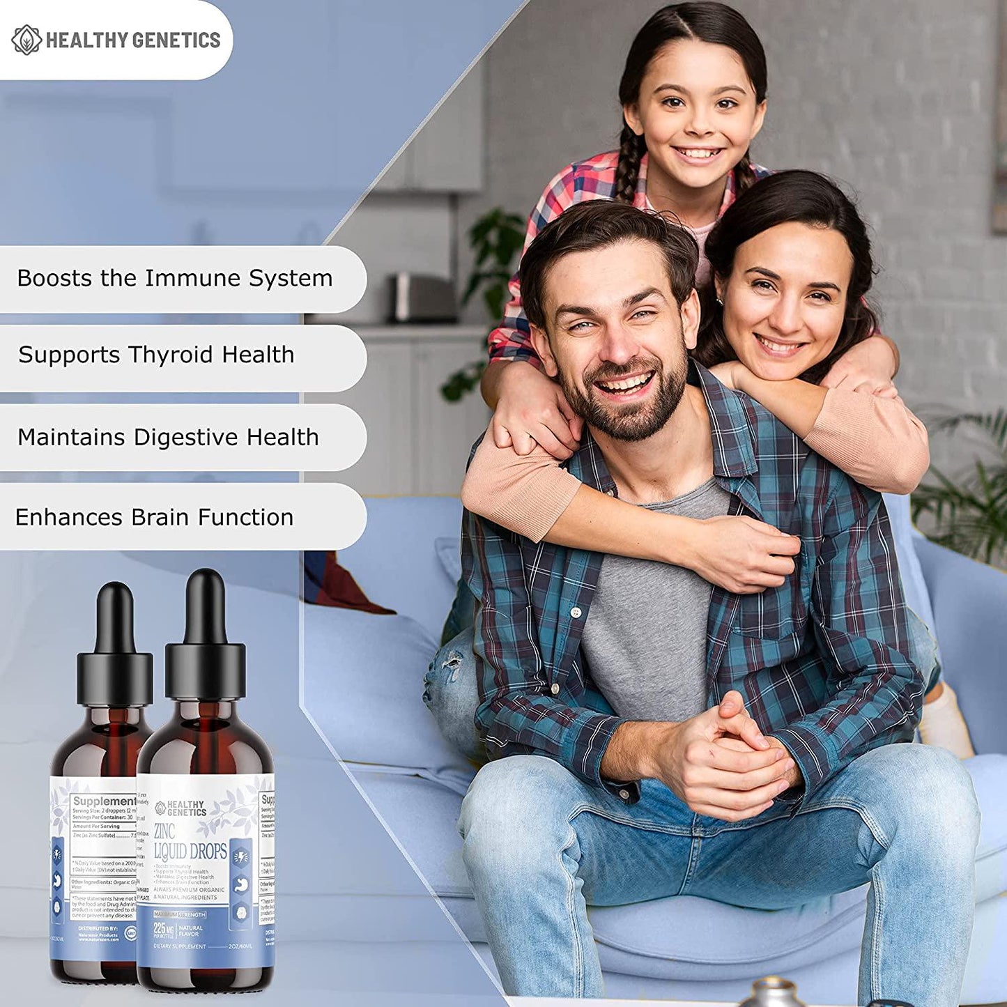 Liquid Zinc Drops for Kids, Men and Women - Organic Ionic Zinc Sulfate - 30 Servings - MAX Absorption - Immunity, Mood, Brain Thyroid - 2 Oz