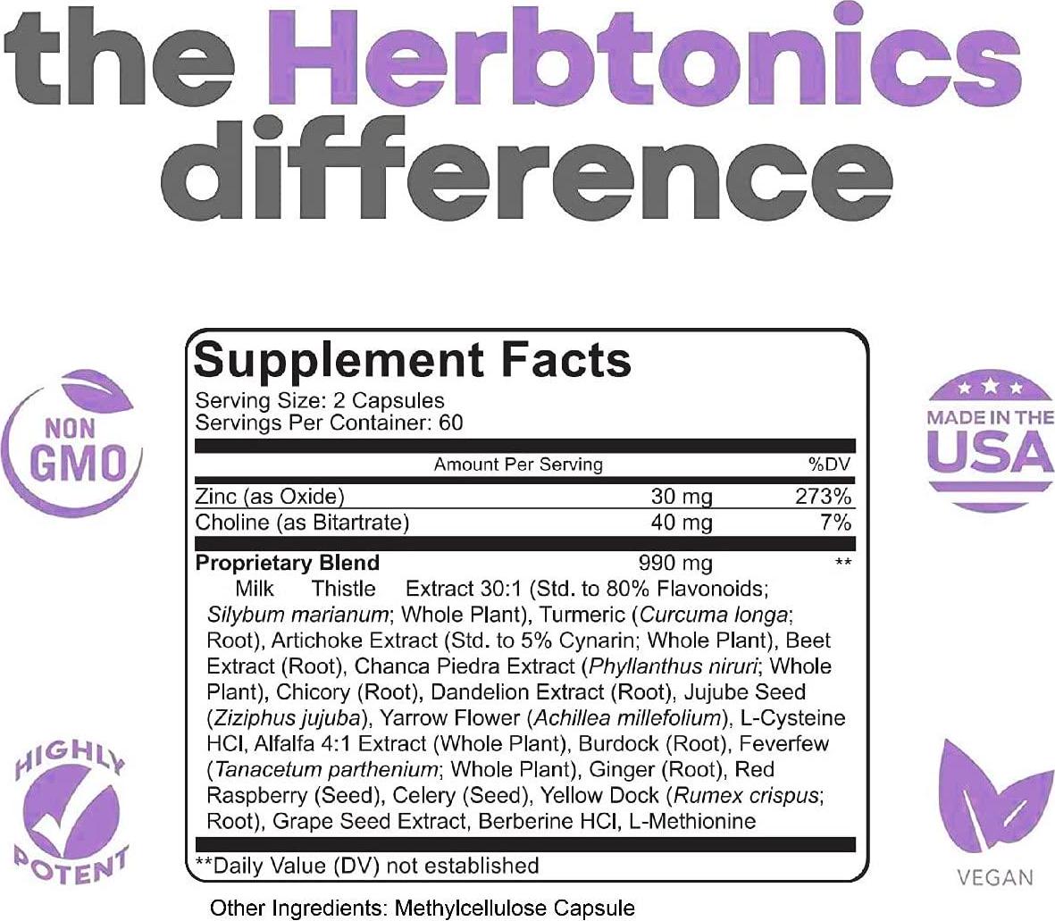 Liver Cleanse Detox and Fatty Liver Repair Formula with Milk Thistle - Artichoke and 24 Herbs Liver Health Support Supplement: Silymarin, Dandelion and Chicory Root - 120 Vegan Capsules