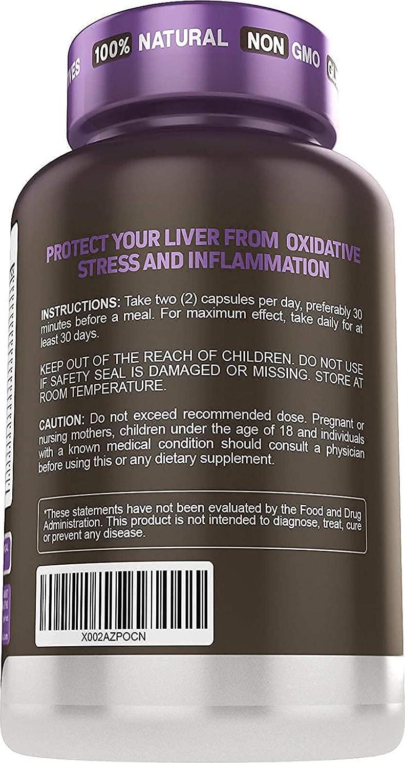 Liver Cleanse Detox and Fatty Liver Repair Formula with Milk Thistle - Artichoke and 24 Herbs Liver Health Support Supplement: Silymarin, Dandelion and Chicory Root - 120 Vegan Capsules