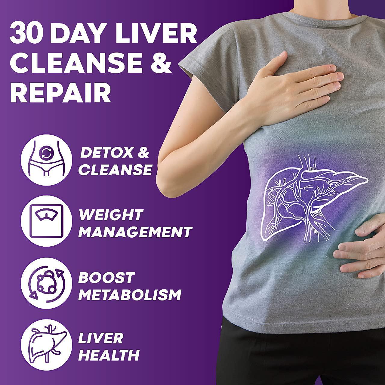 Liver Cleanse Detox and Fatty Liver Repair Formula with Milk Thistle - Artichoke and 24 Herbs Liver Health Support Supplement: Silymarin, Dandelion and Chicory Root - 120 Vegan Capsules