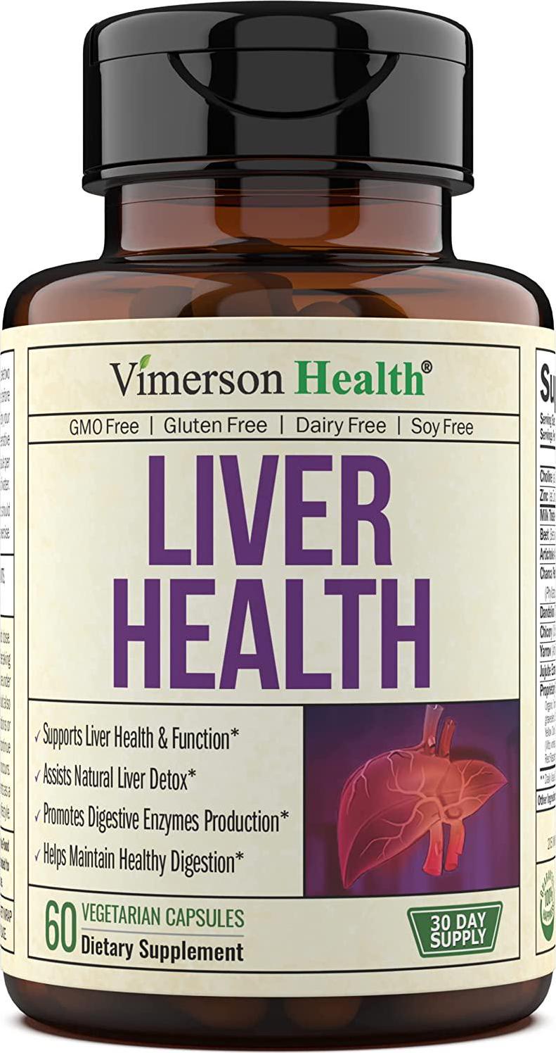 Liver Health Detox Support Supplement. Natural Herbal Blend with Artichoke Extract, Milk Thistle, Turmeric, Ginger, Beet Root, Alfalfa, Zinc, Choline, Grape and Celery Seed. 60 Capsules