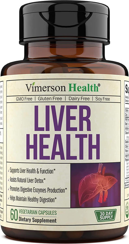 Liver Health Detox Support Supplement. Natural Herbal Blend with Artichoke Extract, Milk Thistle, Turmeric, Ginger, Beet Root, Alfalfa, Zinc, Choline, Grape and Celery Seed. 60 Capsules