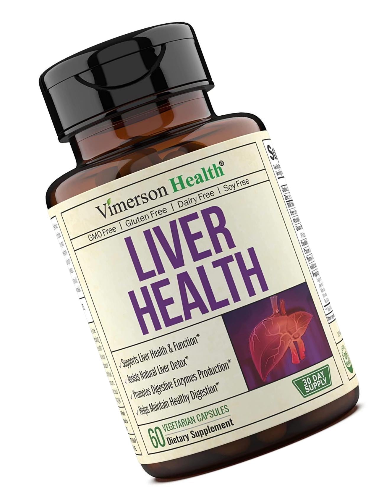 Liver Health Detox Support Supplement. Natural Herbal Blend with Artichoke Extract, Milk Thistle, Turmeric, Ginger, Beet Root, Alfalfa, Zinc, Choline, Grape and Celery Seed. 60 Capsules