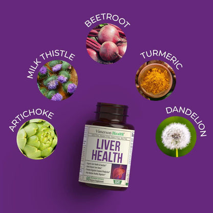 Liver Health Detox Support Supplement. Natural Herbal Blend with Artichoke Extract, Milk Thistle, Turmeric, Ginger, Beet Root, Alfalfa, Zinc, Choline, Grape and Celery Seed. 60 Capsules