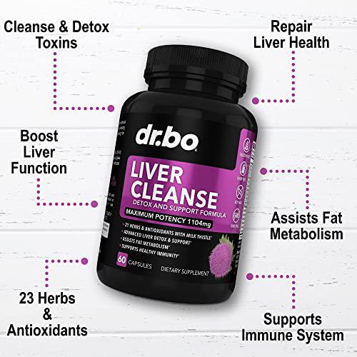 Liver and Colon Cleanse Detox Support Supplement - Natural Bowel Cleanser Pills for Intestinal Bloating and Daily Constipation Relief - Milk Thistle Dandelion Caps and Aid Gallbladder Supplements
