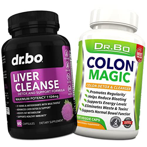 Liver and Colon Cleanse Detox Support Supplement - Natural Bowel Cleanser Pills for Intestinal Bloating and Daily Constipation Relief - Milk Thistle Dandelion Caps and Aid Gallbladder Supplements