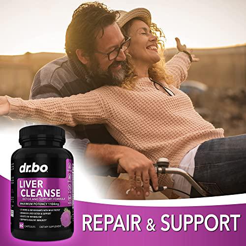 Liver and Colon Cleanse Detox Support Supplement - Natural Bowel Cleanser Pills for Intestinal Bloating and Daily Constipation Relief - Milk Thistle Dandelion Caps and Aid Gallbladder Supplements