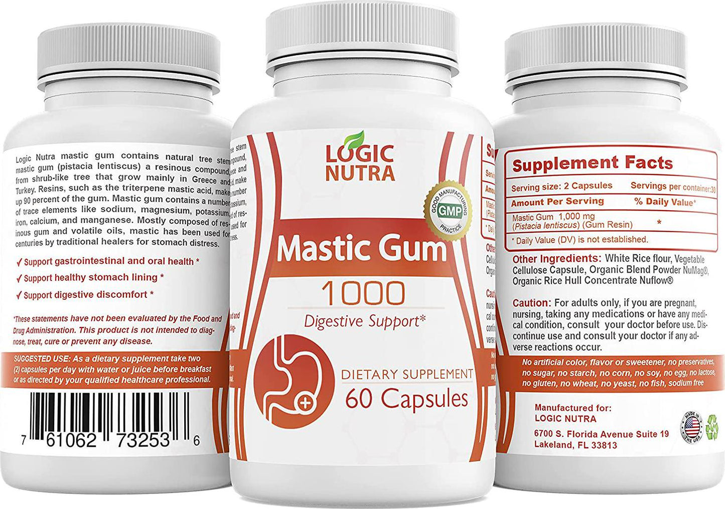 Logic Nutra Premium Mastic Gum 1000 mg Supports Gastrointestinal Health, Digestive System, Immune Function and Oral Wellness Pylori Plex Supports Stomach, Duodenal