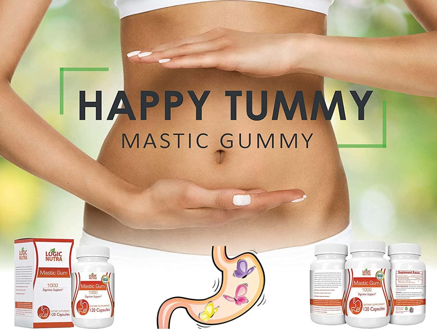 Logic Nutra Premium Mastic Gum 1000 mg Supports Gastrointestinal Health, Digestive System, Immune Function and Oral Wellness Pylori Plex Supports Stomach, Duodenal