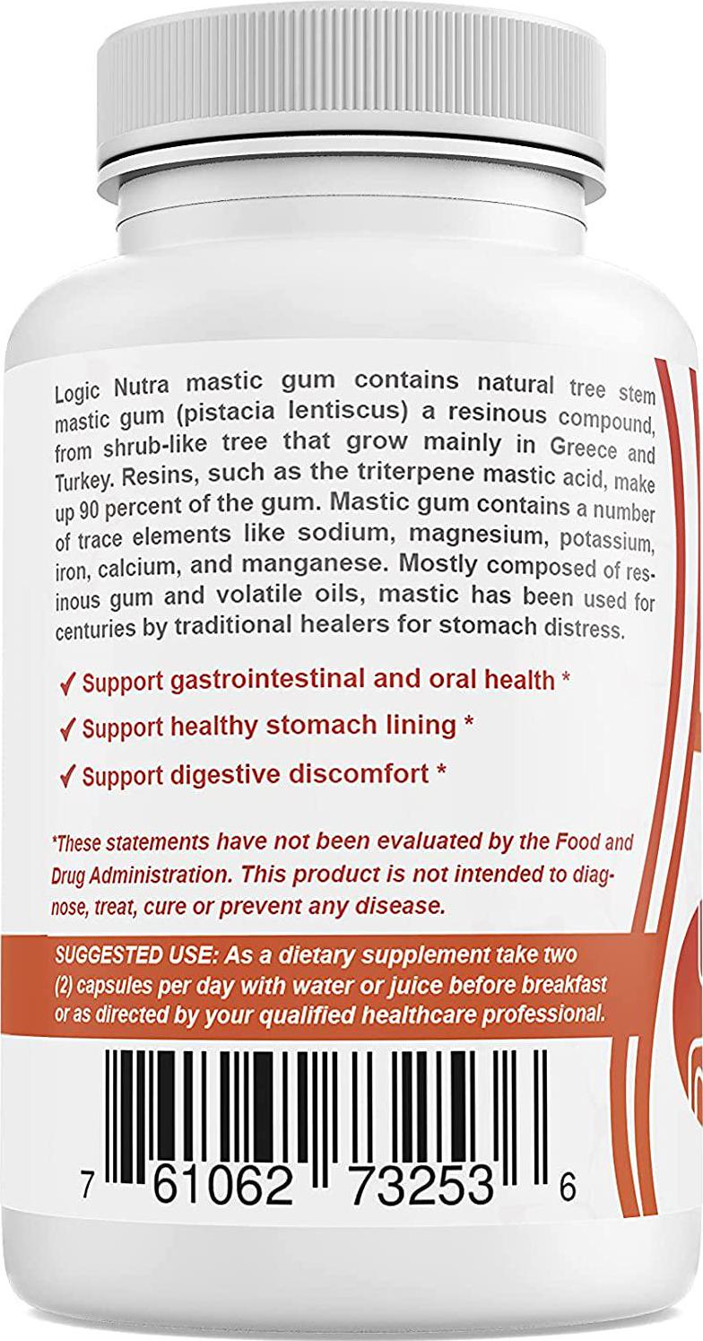 Logic Nutra Premium Mastic Gum 1000 mg Supports Gastrointestinal Health, Digestive System, Immune Function and Oral Wellness Pylori Plex Supports Stomach, Duodenal
