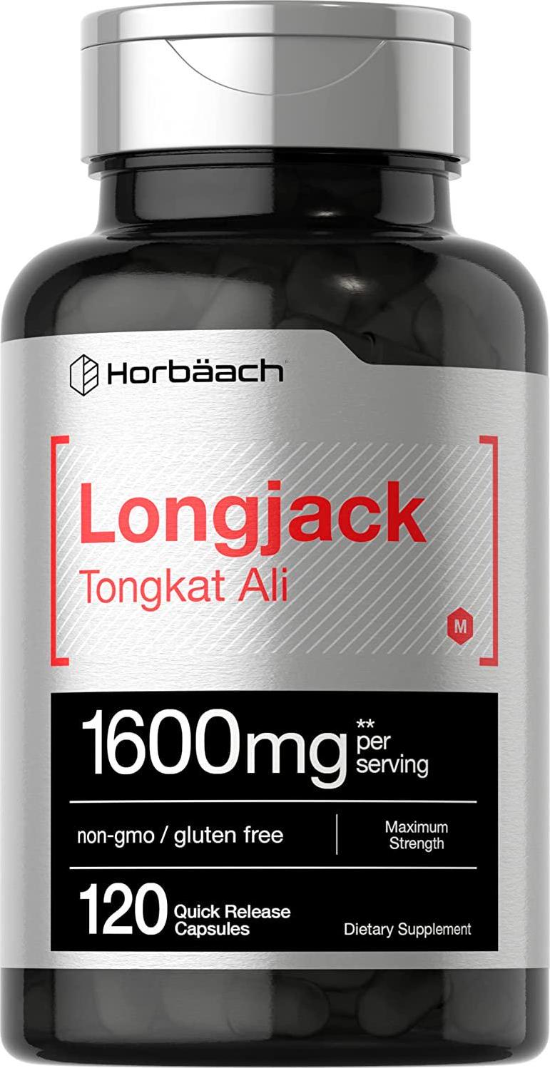 Longjack Tongkat Ali 1600 mg | 120 Capsules | Longifolia Root Extract Powder | Testosterone Formula | Non-GMO, Gluten Free | by Horbaach