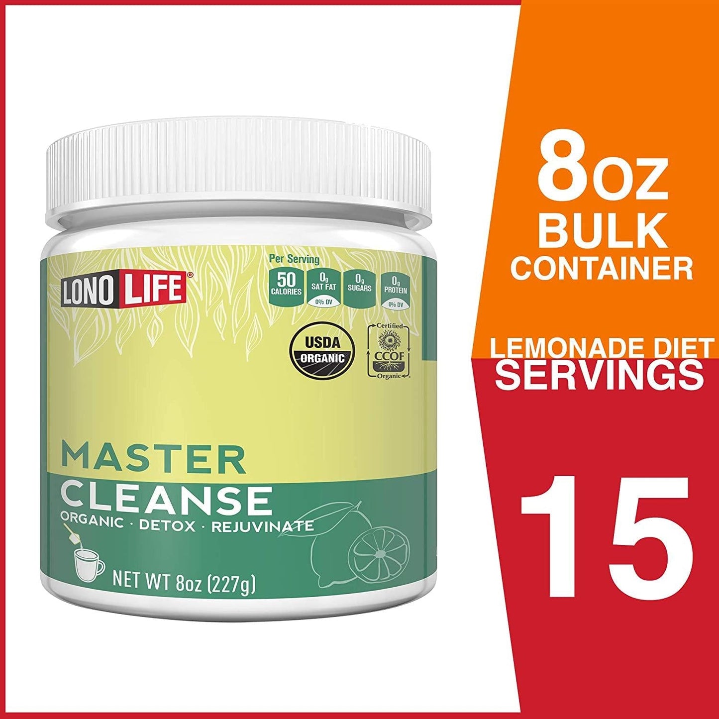 LonoLife Master Cleanse Powder-Lemonade Detox Diet with Lemon, Maple Syrup, and Cayenne, 8oz Bulk Container, 15 Servings (Equal to 120 Ounces of Liquid) 8 Ounces - Packaging May Vary