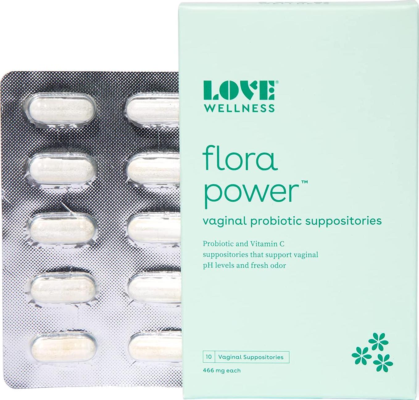 Love Wellness Vaginal Probiotic Suppositories, Flora Power - Fast-Acting Probiotic Strains with Vitamin C Supports Vaginal pH Levels and Fresh Odor and Prevent BV - Dairy-Free, Fragrance-Free and Non-GMO