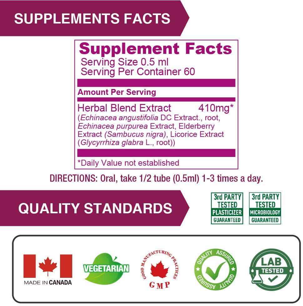 Lovita Echinacea Drops, Echinacea Extract 350mg per Serving, Kids Immune Defense Formula with Elderberry and Licorice Extract, Alcohol Free Echinacea Herb Liquid, 1 Fluid Ounce (Pack of 3)