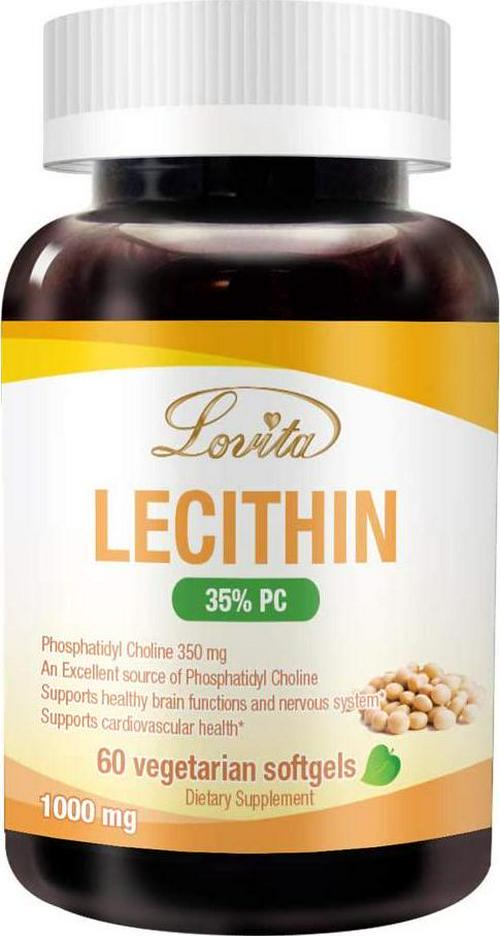 Lovita Lecithin 2000mg per Day, Rich in Phosphatidyl Choline (PC), Phosphatidylcholine 350mg per Softgel, Vegan Friendly, 60 Vegetarian Softgels