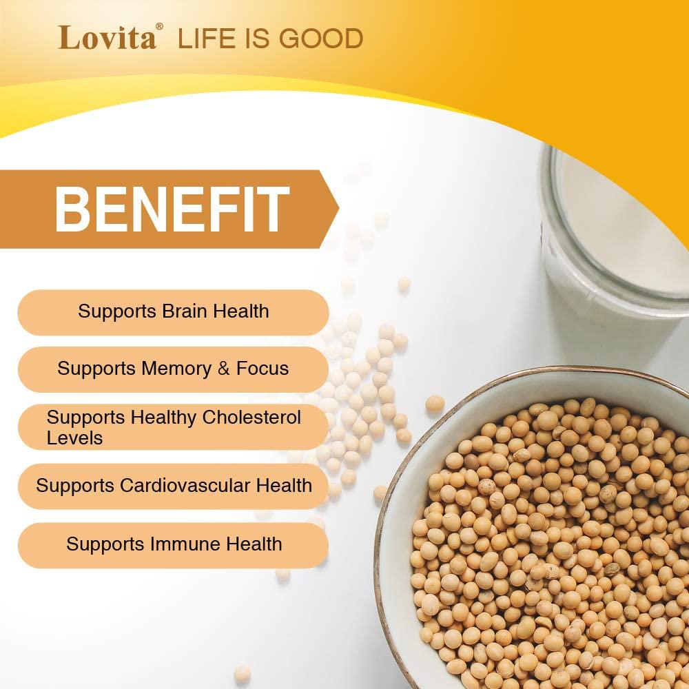 Lovita Lecithin 2000mg per Day, Rich in Phosphatidyl Choline (PC), Phosphatidylcholine 350mg per Softgel, Vegan Friendly, 60 Vegetarian Softgels