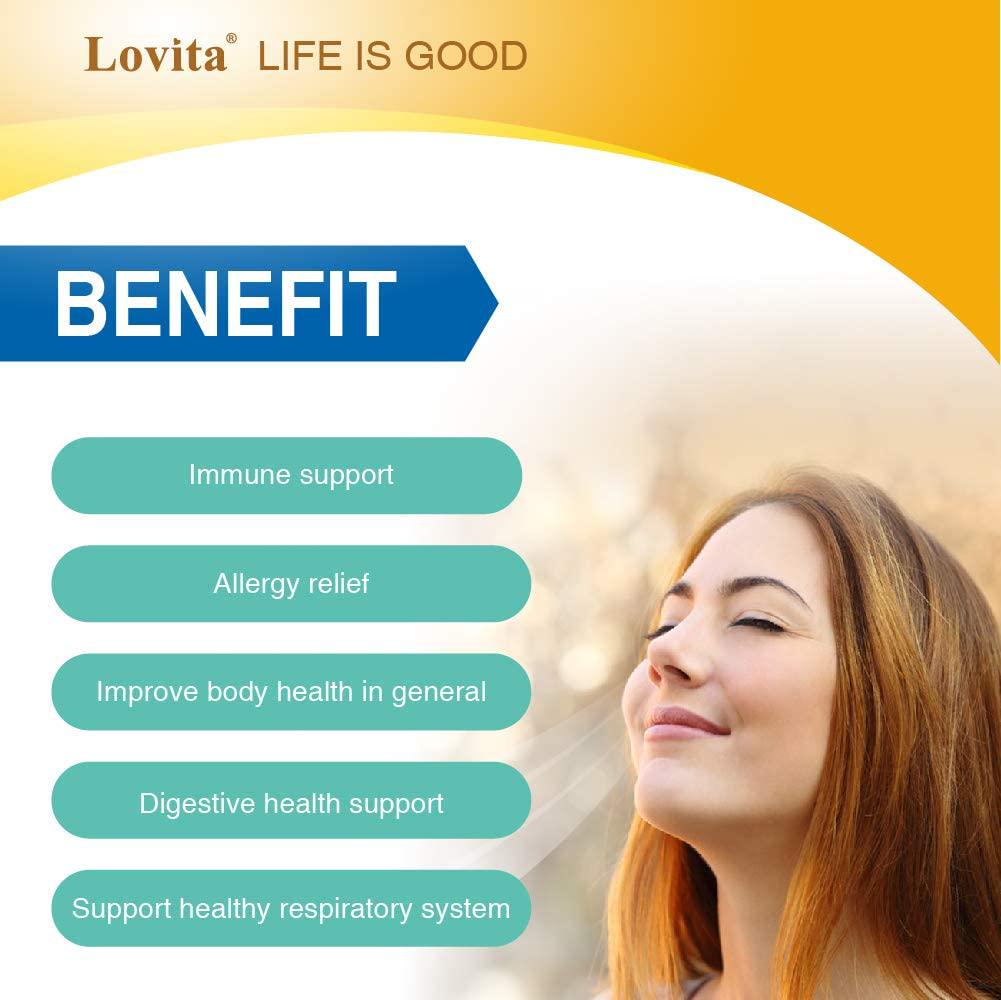 Lovita Probiotics Powder, Prebiotics and Probiotics for Women, Men and Kids, Allergy Relief, Shelf Stable Probiotic Supplement, 14 Packets