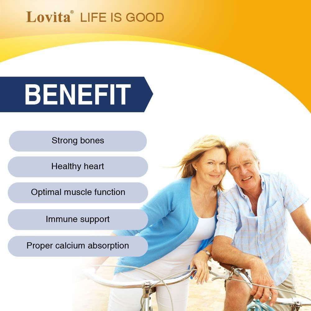 Lovita Vitamin K2 + D3, 400 IU Vegan Vitamin D3 and 120 mcg Vitamin K2 (MK-7), 2 in 1 Formula, Immune Vitamin Complex, Supports Your Heart, Teeth and Immune Function, 30 Vegetarian Capsules