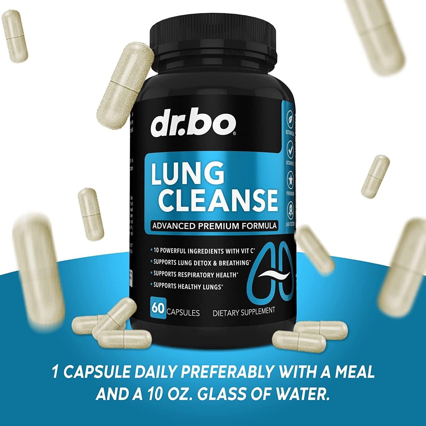 Lung Cleanse Support Supplement - Respiratory Supplements to Quit and Stop Smoking Aids - Herbal Detox for Lungs and Bronchial Health - Smokers Cleanser Breathe Aid for Mucus Clear Relief - 60 Capsules