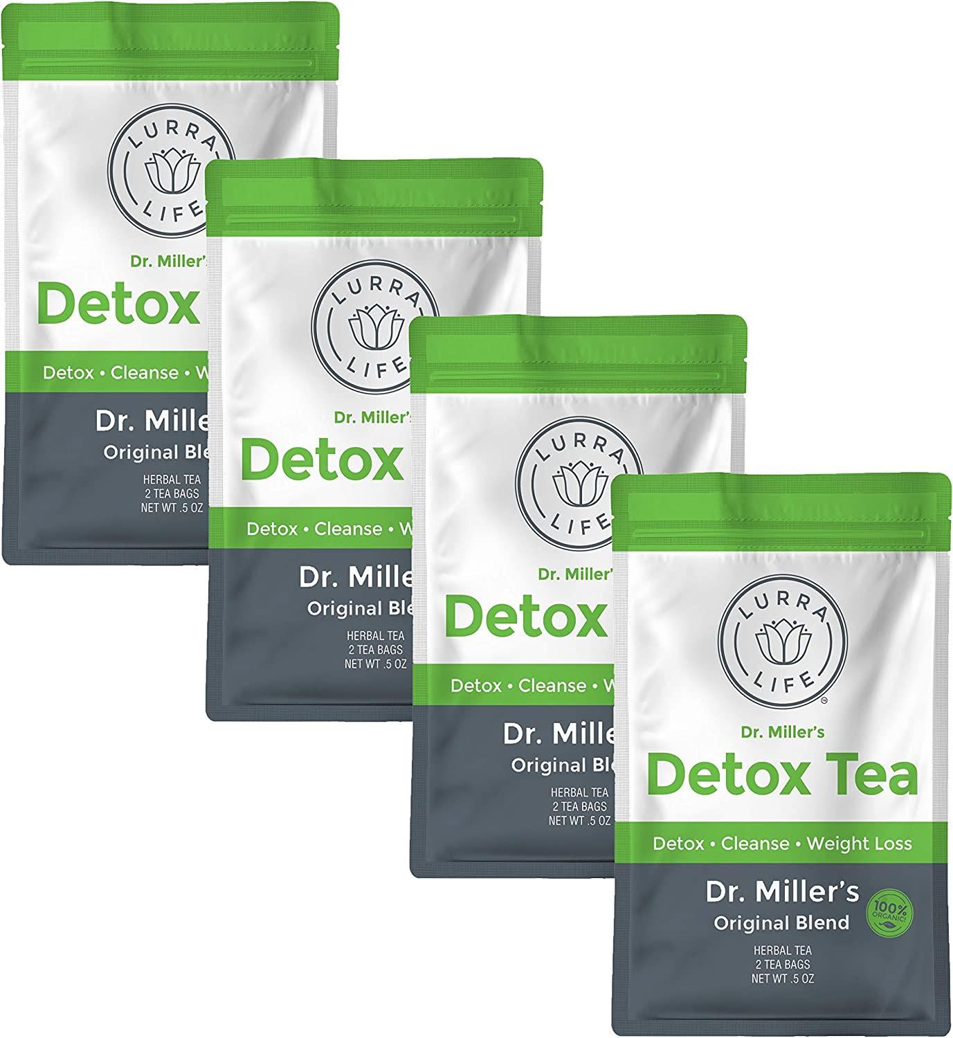 LurraLife Dr. Miller's Detox Tea | Original Blend | for Detox, Natural Cleansing, and Weight Loss (4 Sachet)