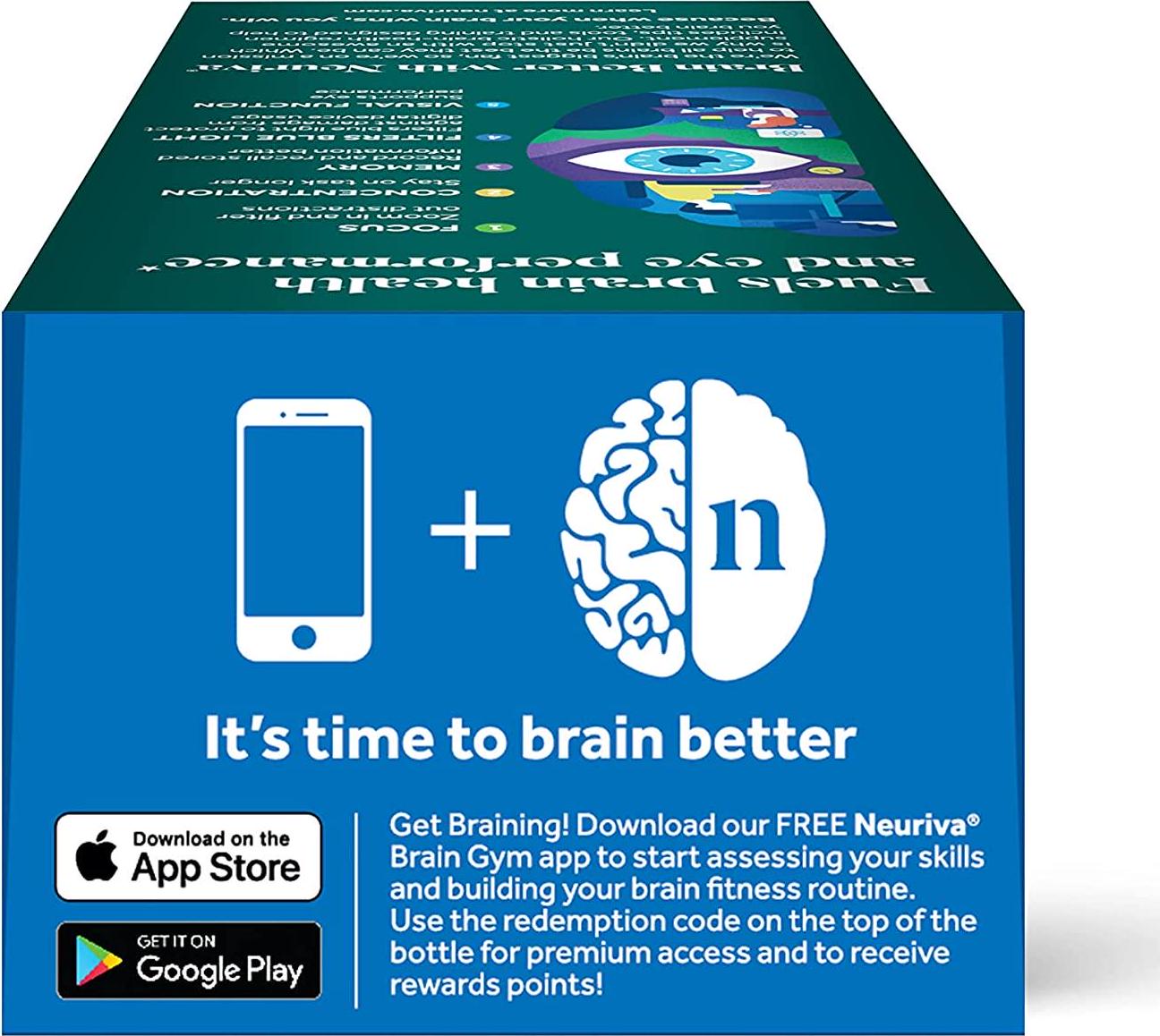 Lutein and Coffee Cherry – Neuriva Brain + Eye Support Capsules (30 count in a box), With Vitamins A C E, Zinc, Zeaxanthin, Antioxidants, Filters Blue Light, Decaffeinated, Vegetarian, Gluten and GMO Free