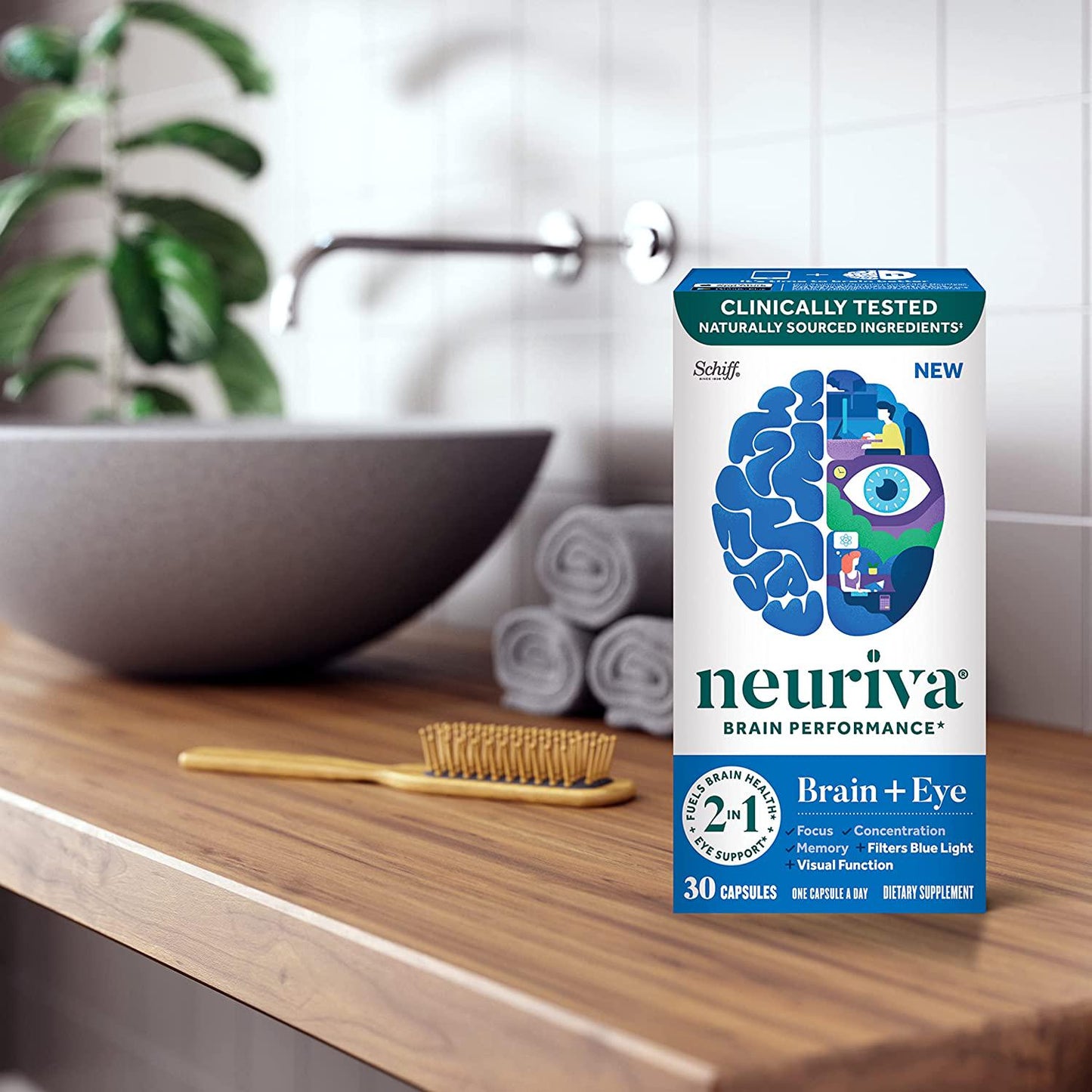 Lutein and Coffee Cherry – Neuriva Brain + Eye Support Capsules (30 count in a box), With Vitamins A C E, Zinc, Zeaxanthin, Antioxidants, Filters Blue Light, Decaffeinated, Vegetarian, Gluten and GMO Free