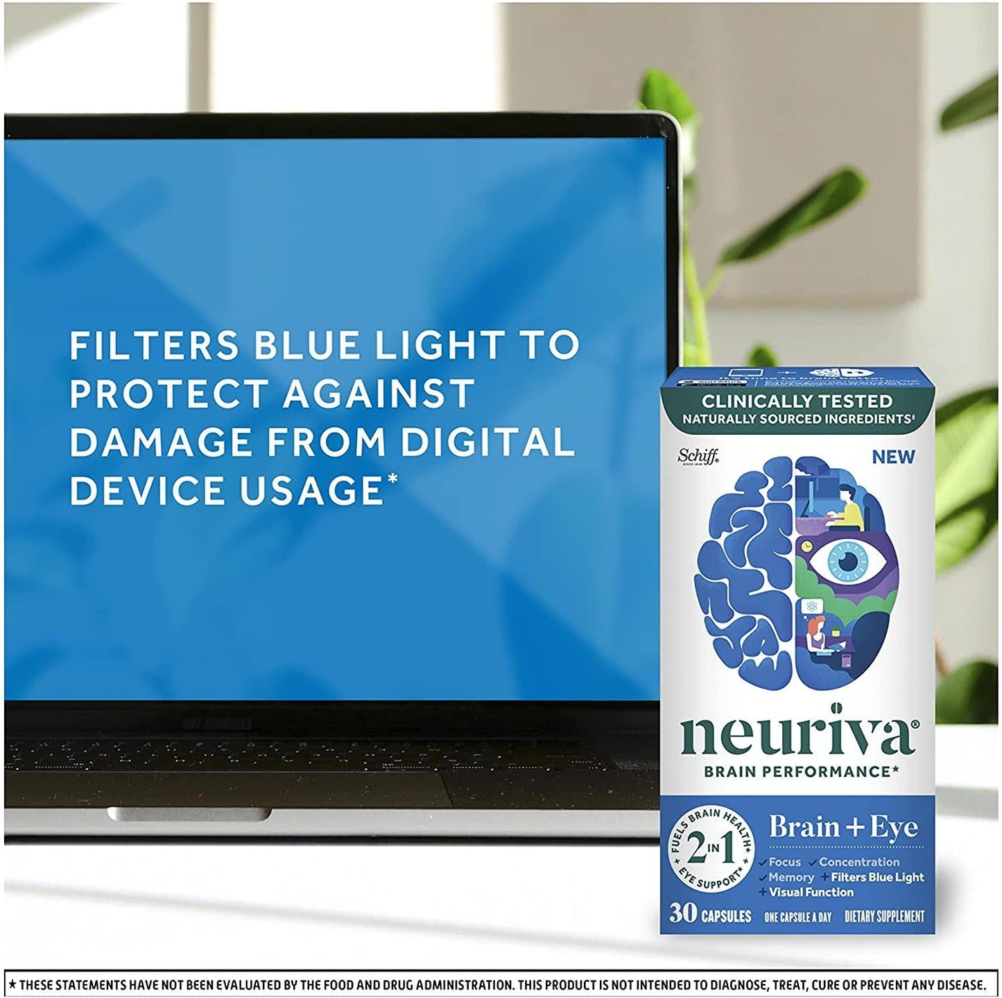 Lutein and Coffee Cherry – Neuriva Brain + Eye Support Capsules (30 count in a box), With Vitamins A C E, Zinc, Zeaxanthin, Antioxidants, Filters Blue Light, Decaffeinated, Vegetarian, Gluten and GMO Free